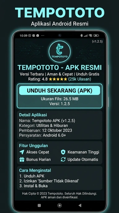 Tampilan halaman APK tempototo