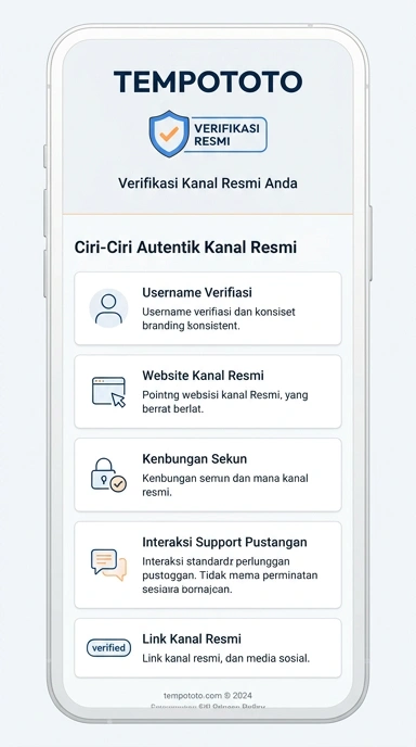 Tampilan kanal resmi tempototo